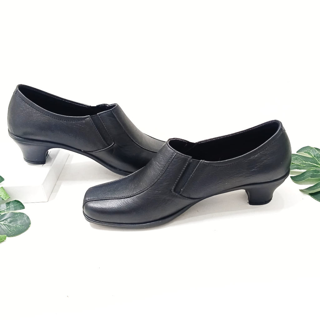 Sepatu Pantofel Wanita | Sepatu Pantofel Kerja Wanita | Sepatu Patofel Kulit Hitam Sapi Asli Hak 5cm