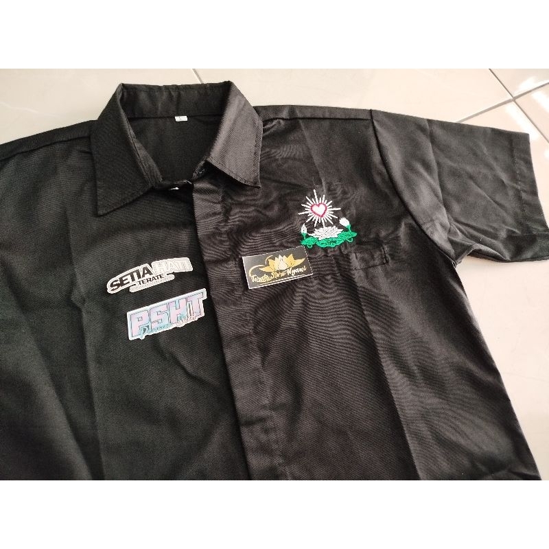 Kemeja PSHT Bordir Bunga Kemeja PSHT Sakral Motif Bunga Teratai