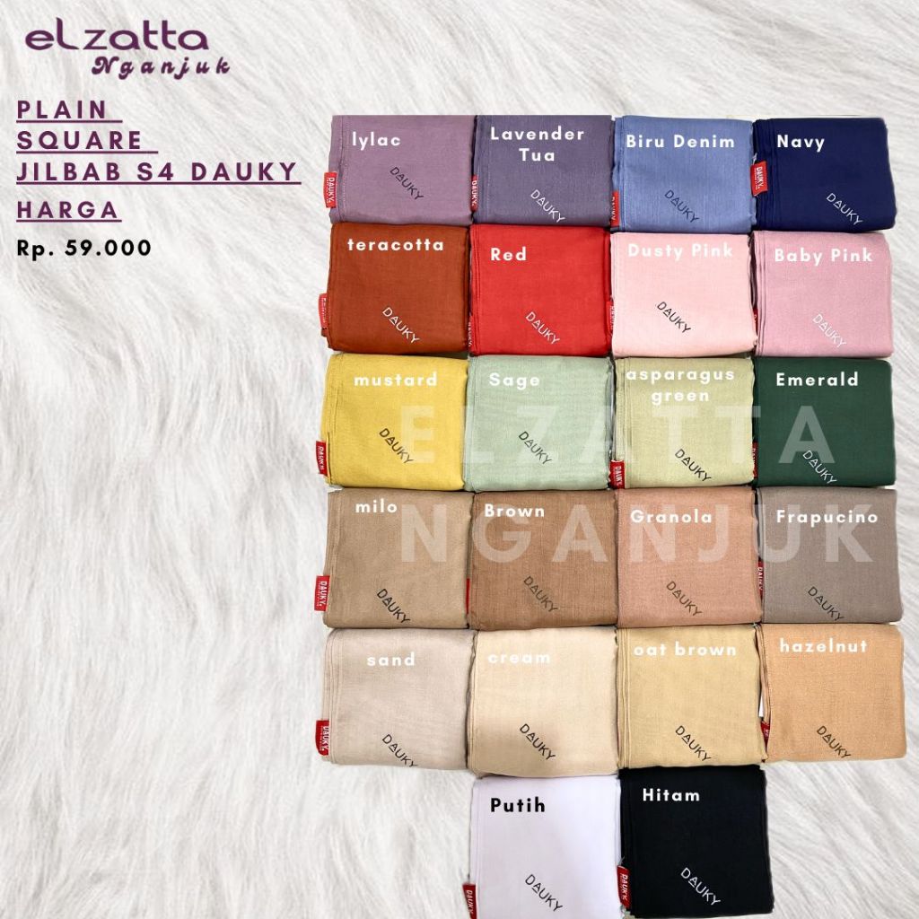 DAUKY HIJAB S4 POLOS PLAIN SQUARE/HIJAB POLOS SEGIEMPAT