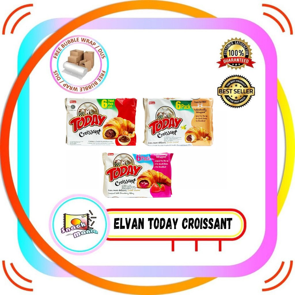 

Elvan Today Croissant Chocolate Hazelnut Vanilla Strawberry 45 gr 6 Pcs BAG