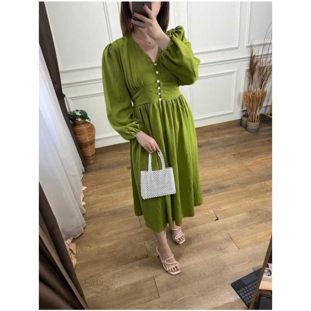 Midi dress Cringkle Airflow / Celine Midi Dress Busui Cringkle