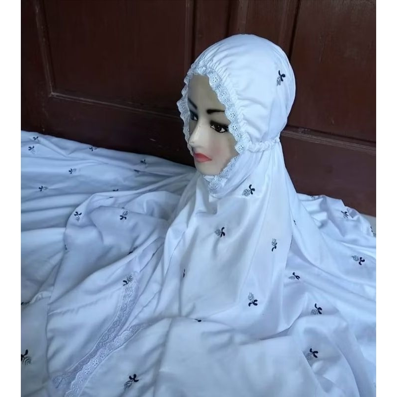 Mukena katun Mukena terusan katun seribu bunga Mukena putih Mukena katun Mukena berdagu Mukena bordi