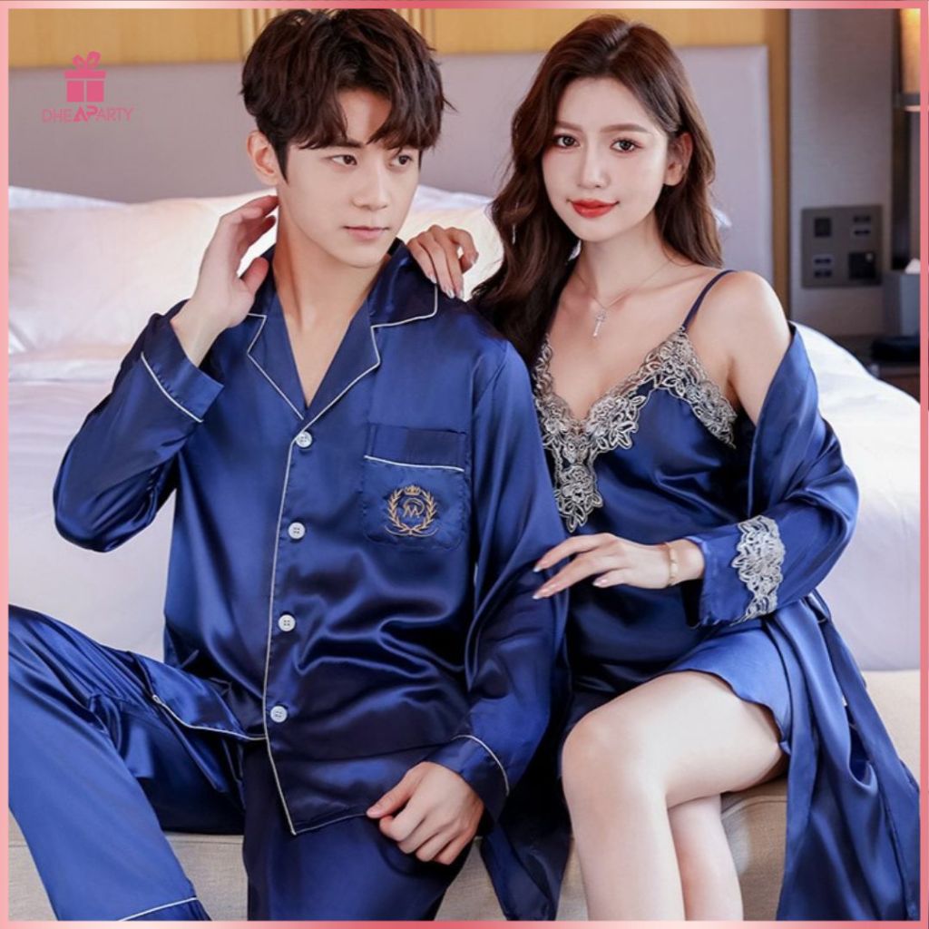 DP Kimono Pengantin Baju Tidur Piyama Pria dan Wanita / Baju Tidur Kimono Wedding Day Bahan Satin BD