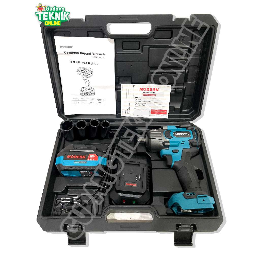 Impact Wrench CORDLESS MODERN MG-85 M-85 20V 850Nm Brushless / Mesin Bor Impact Impek Pembuka Buka B