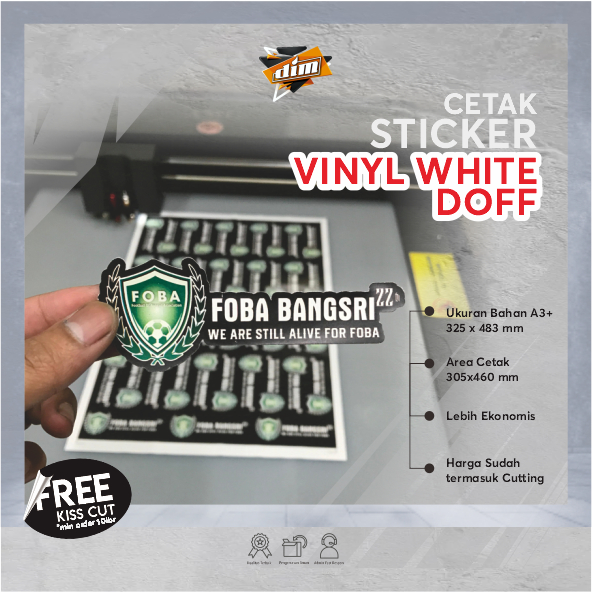 

Cetak Stiker Vinyl White Doff A3+ / Cetak Stiker Label Kemasan