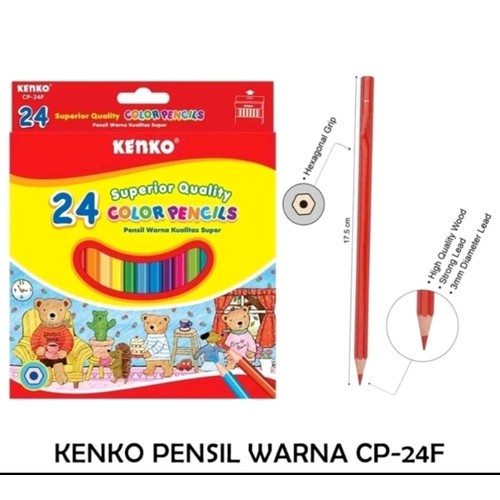 

mg GG Pensil Warna KENKO 24 Warna Panjang CP-24/ Pensil Mewarnai/Coloring Pencil