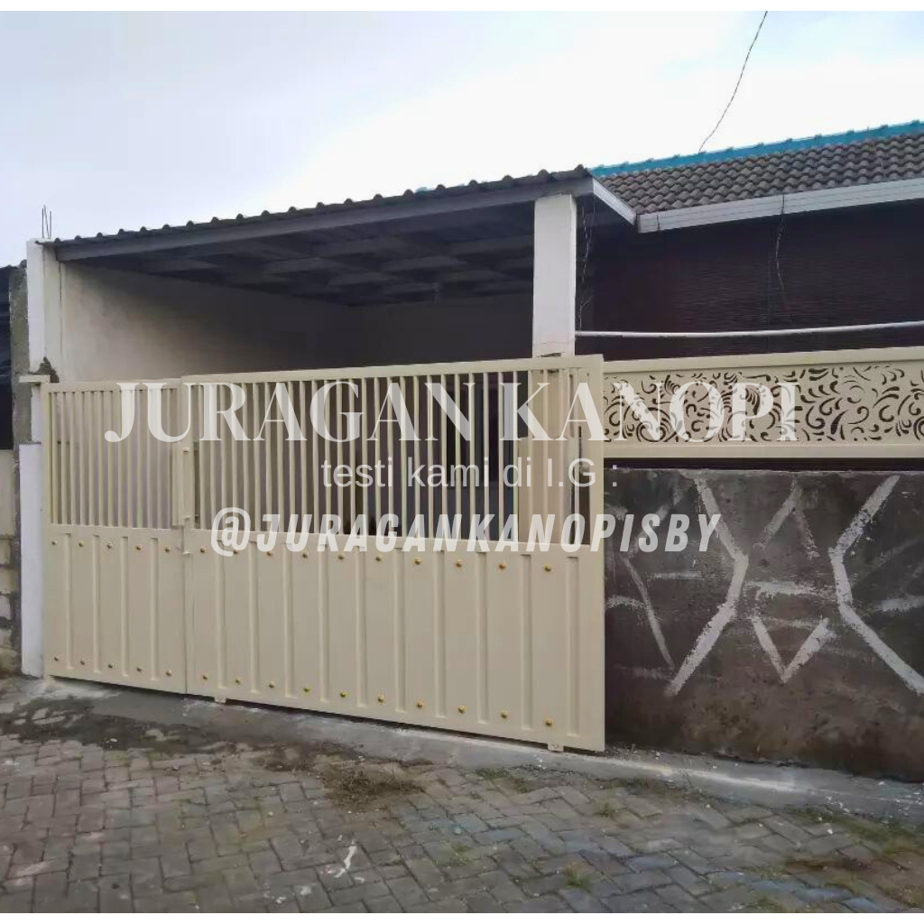 Pintu pagar rumah besi / pagar dorong minimalis terpasang