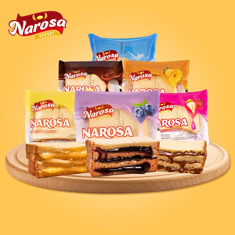 

Narosa 60g Roti Halal Lembut Roti Strawberry Blueberry Cokelat Vanilla Keju Nanas