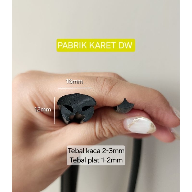 Karet List Kaca H Akrilik H 3mm KARET H KECIL lis Karet Koam 16mm Panel Akrilik Karet Koam 019  mete