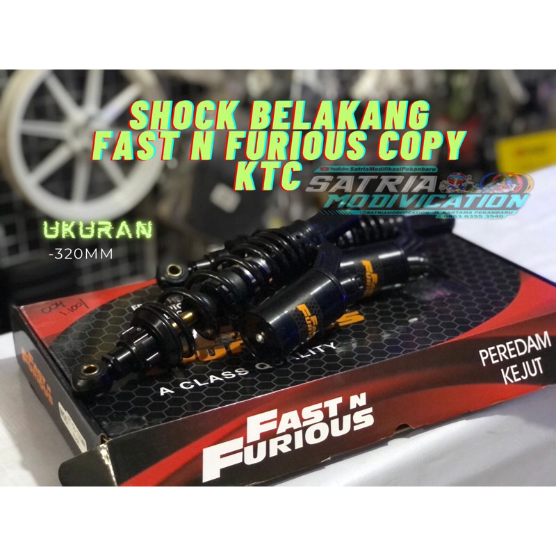 Shock Belakang Fast N Furious Copy KTC 320mm Black As Gold -satriamodifikasipekanbaru-