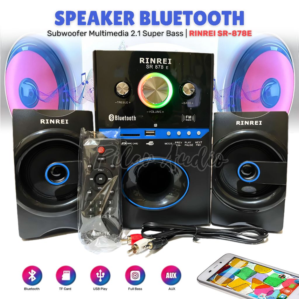 Speaker Rinrei SR-878E / SR-878N Speaker Bluetooth FullBass Speaker Multimedia 2.1 Super Bass RINREI
