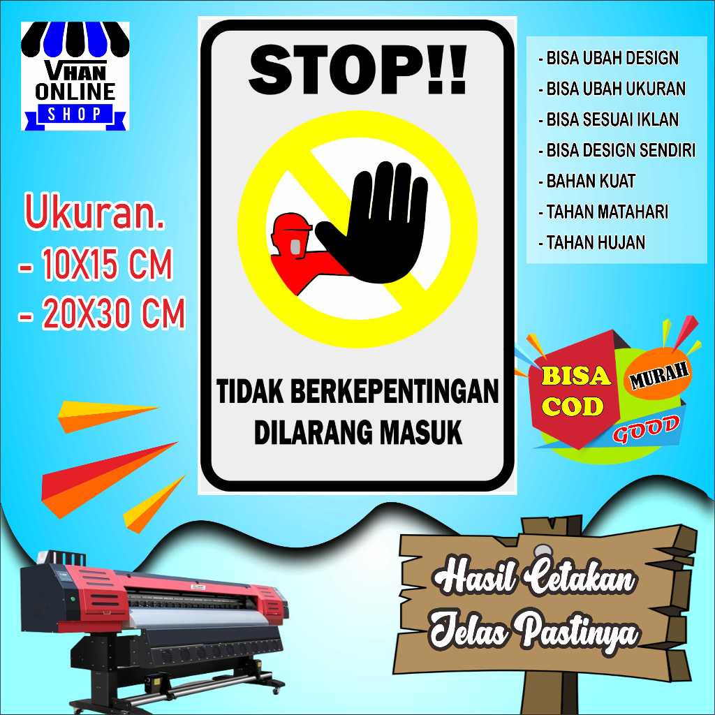 

Cetak Sticker Tempelan Stop atau Larangan Kuning