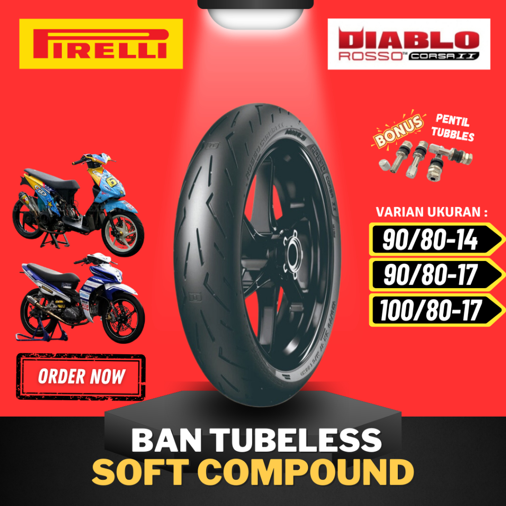 [READY COD] BAN PIRELLI DIABLO ROSSO CORSA 2 ( 90/80-14 / 90/80-17 / 100/80-17 / 110/70-17 ) SOFT CO