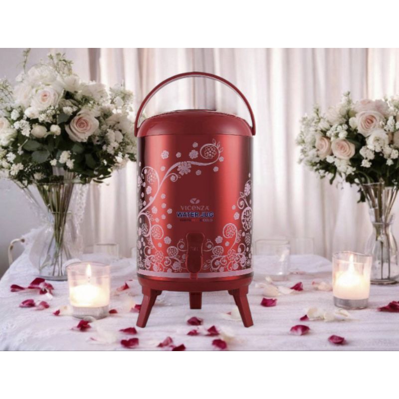 SCARLET RED Water jug VICENZA, kapasitas 9,5 Liter, fungsi menyimpan air dingin maupun panas, menjag