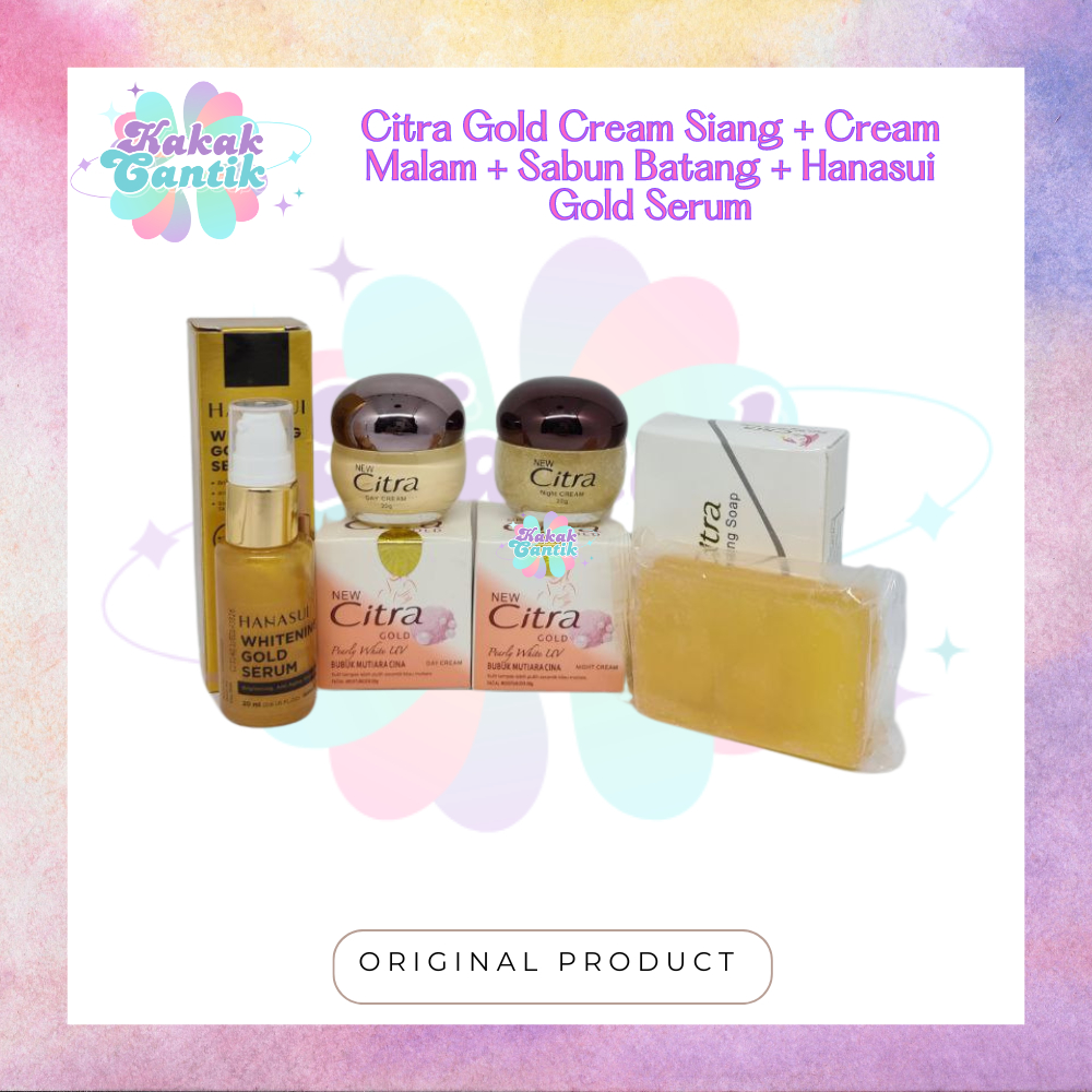 [ GRATIS Masker Wajah ] Citra Gold Siang dan Malam + Citra Sabun Batang + Hanasui Gold Serum Paket 4