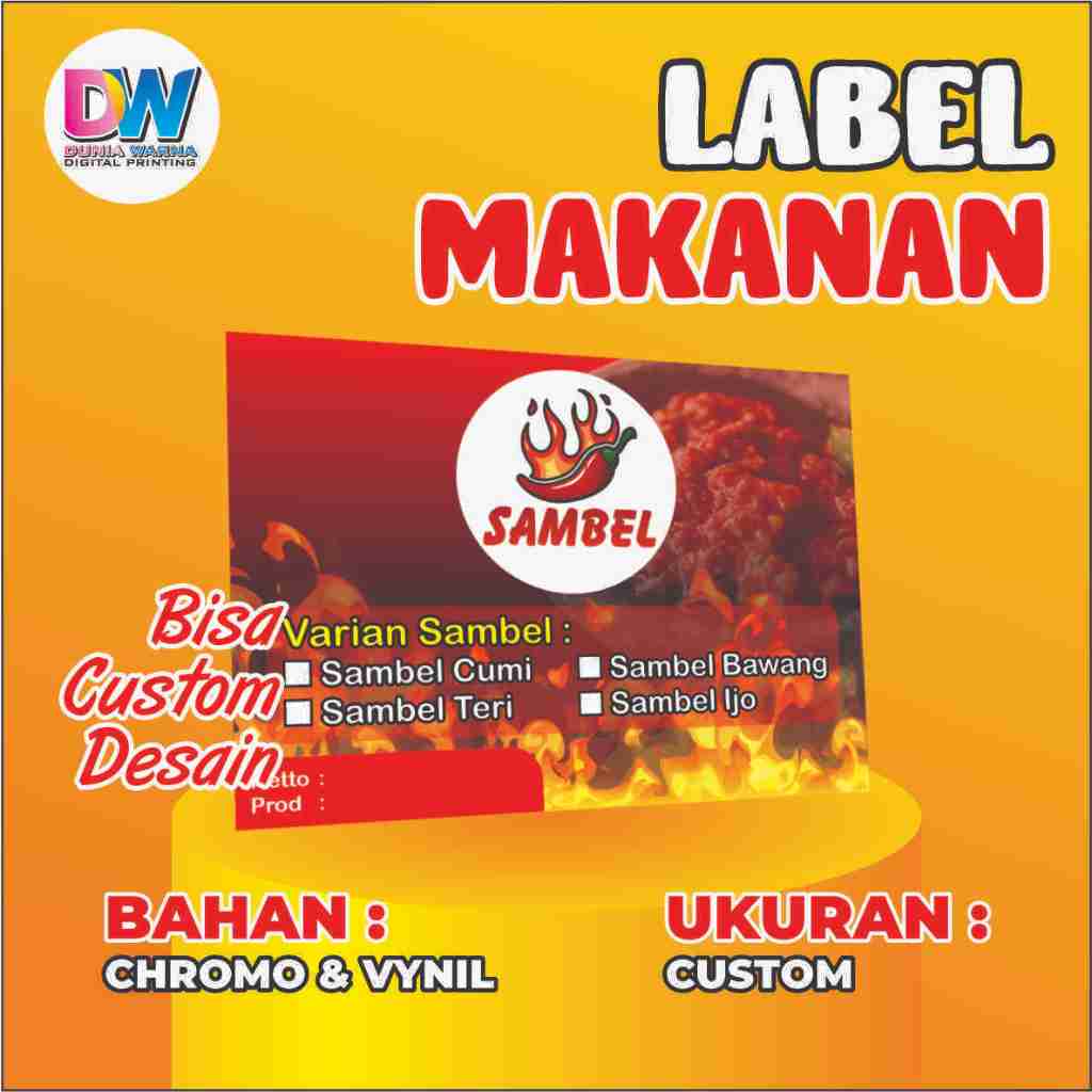 

LABEL MAKANAN CUSTOM/LABEL MAKANAN/LABEL KEMASAN