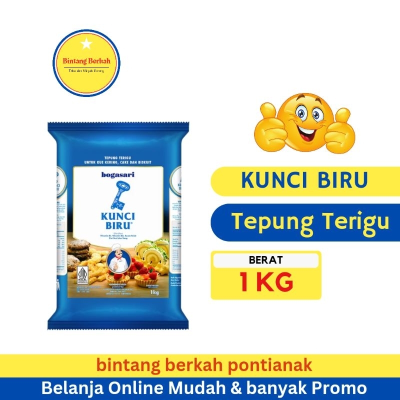 

Kunci Biru Premium Tepung Terigu merk Bogasari 1 Kg