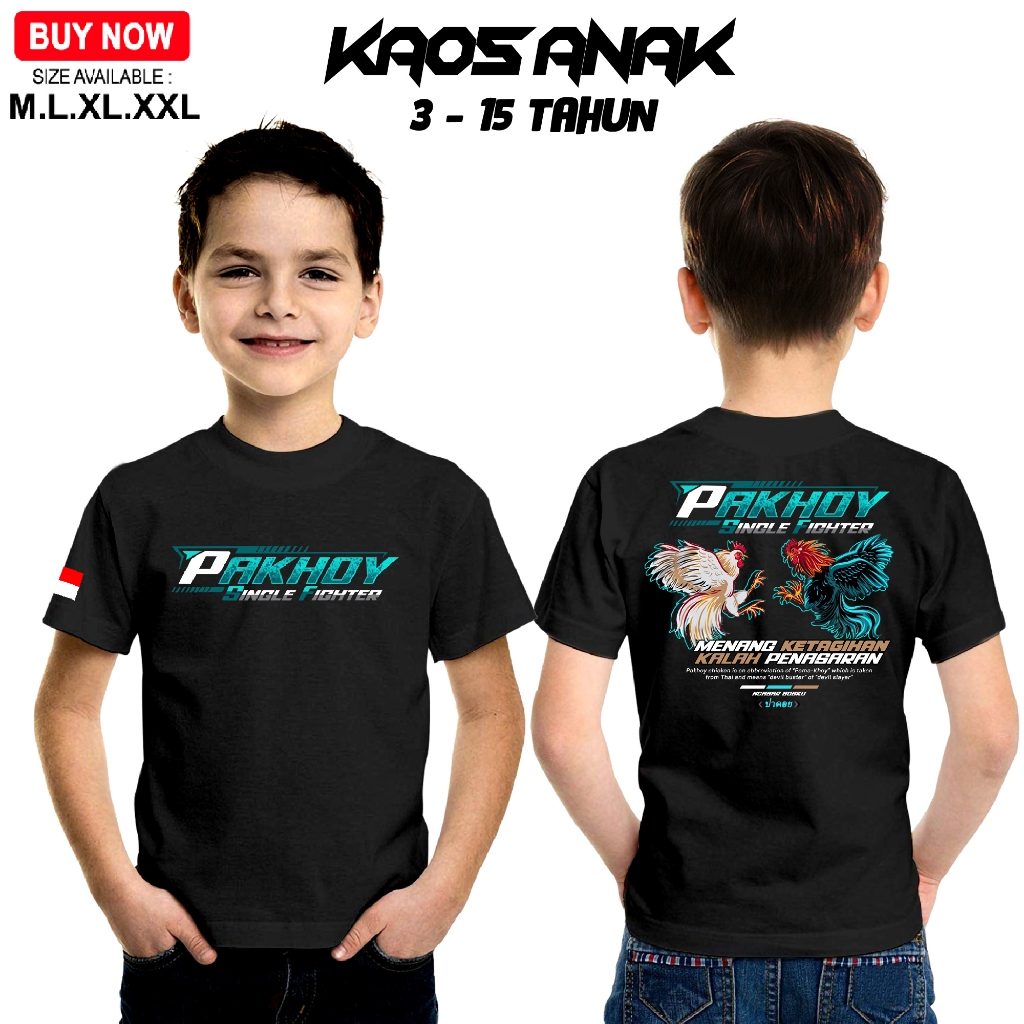 KAOS ANAK DISTRO PETARUNG AYAM PAKHOY THAILAND KATUN COMBED 30S SABLON DTF PREMIUM LAKI LAKI PEREMPU