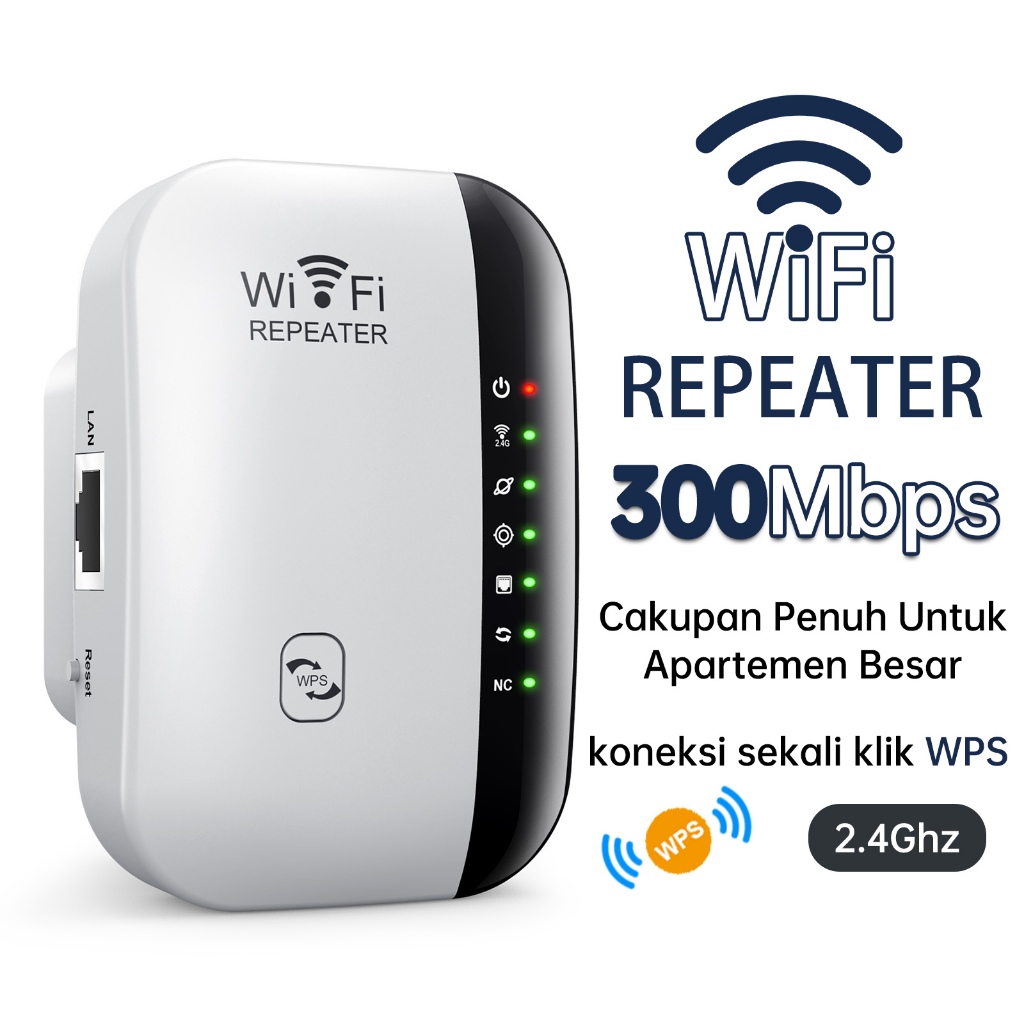 WiFi Repeater Extender WiFi 300Mbps Amplifier Mini Repeater Jangkauan Ekstensi Sinyal WiFi