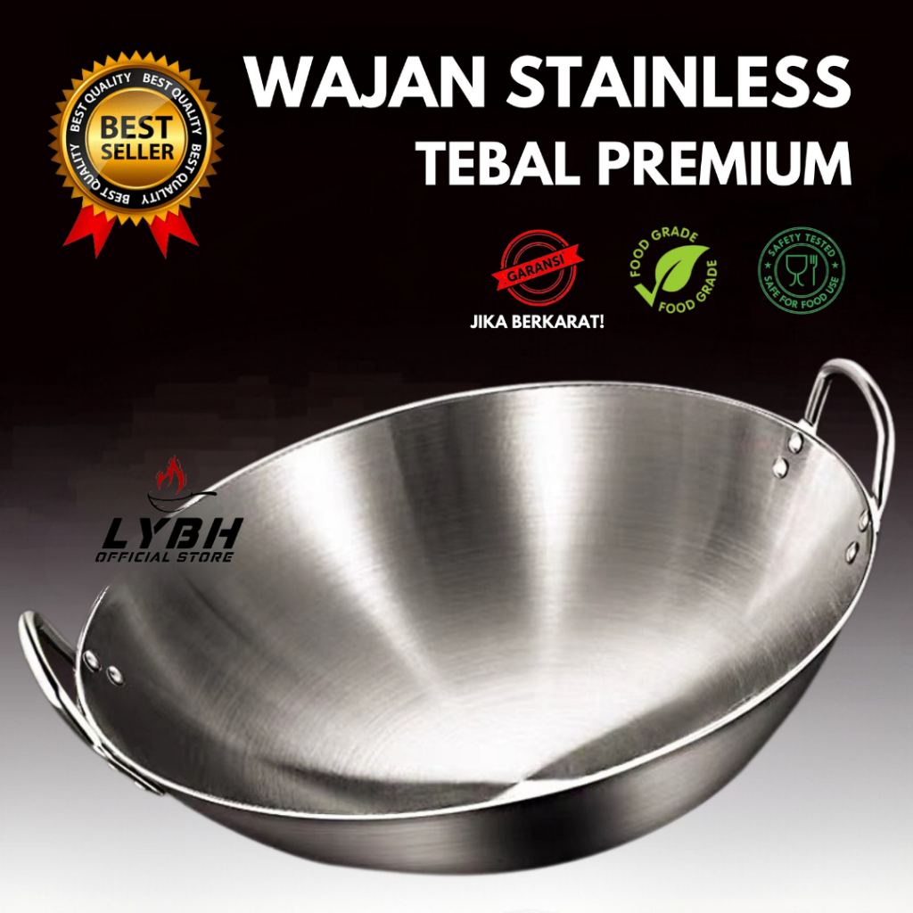 CODWajan baja wajan penggorengan tebal semua stainless steel/wajan anti lengket stainless steel 304