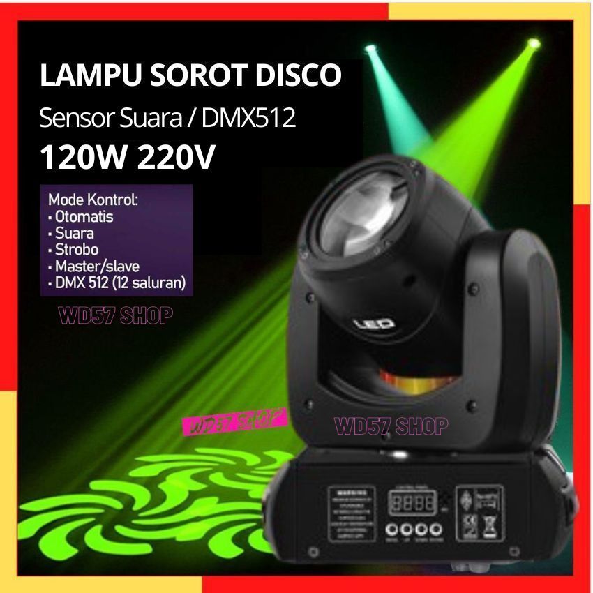 Lampu Sorot Tembak Panggung LED Strobo Moving Head Beam RGB DMX512 Lighting Disco DJ Party