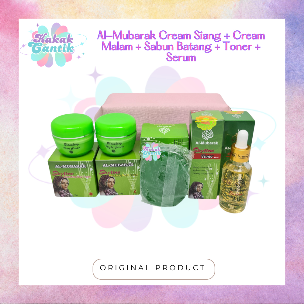 Al Mubarak Cream Paket 5in1 Cream Siang, Cream Malam, Sabun, Toner, Serum