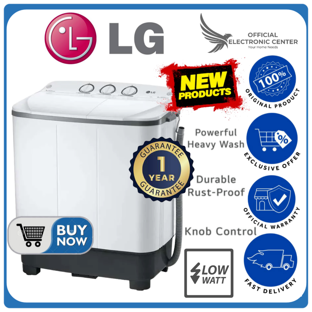 LG MESIN CUCI P700NONP P7000N 2 TABUNG 7KG SUPER LOW WATT SUPER BIG PULSATOR TWIN TUB LG 2 TABUNG