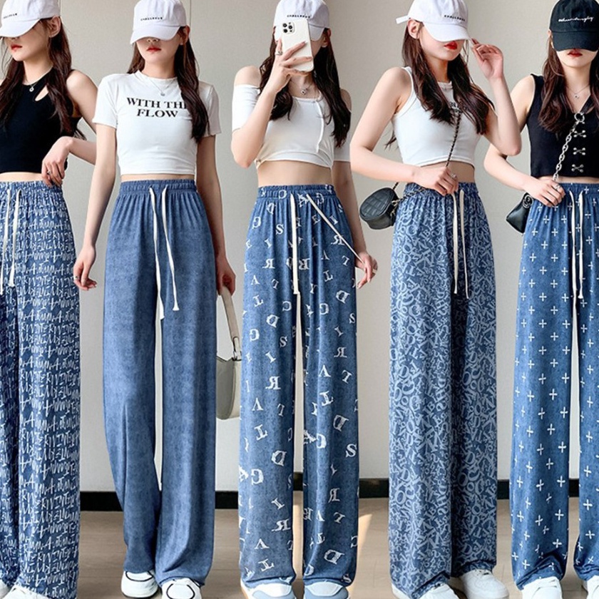 HJ6 OKEY BELICPG157 Celana Panjang Kulot Jeans Denim Wanita Hh Waist Korean Fashion Long Pants