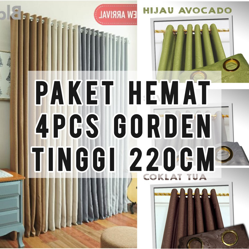 PROMO 4 PCS GORDEN JENDELA DAN PINTU KAMAR MINIMALIS SMOKRING 10 LUBANG TERLARIS