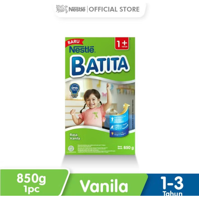 

BATITA 1+ MADU, VANILA 850gr SUSU PERTUMBUHAN USIA 1-3 TAHUN