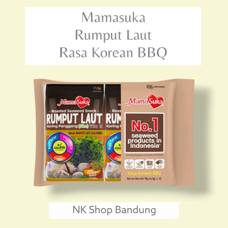 

MamaSuka Rumput Laut Panggang (Nori) Variant Korean BBQ isi 2 pack x 4,5gr