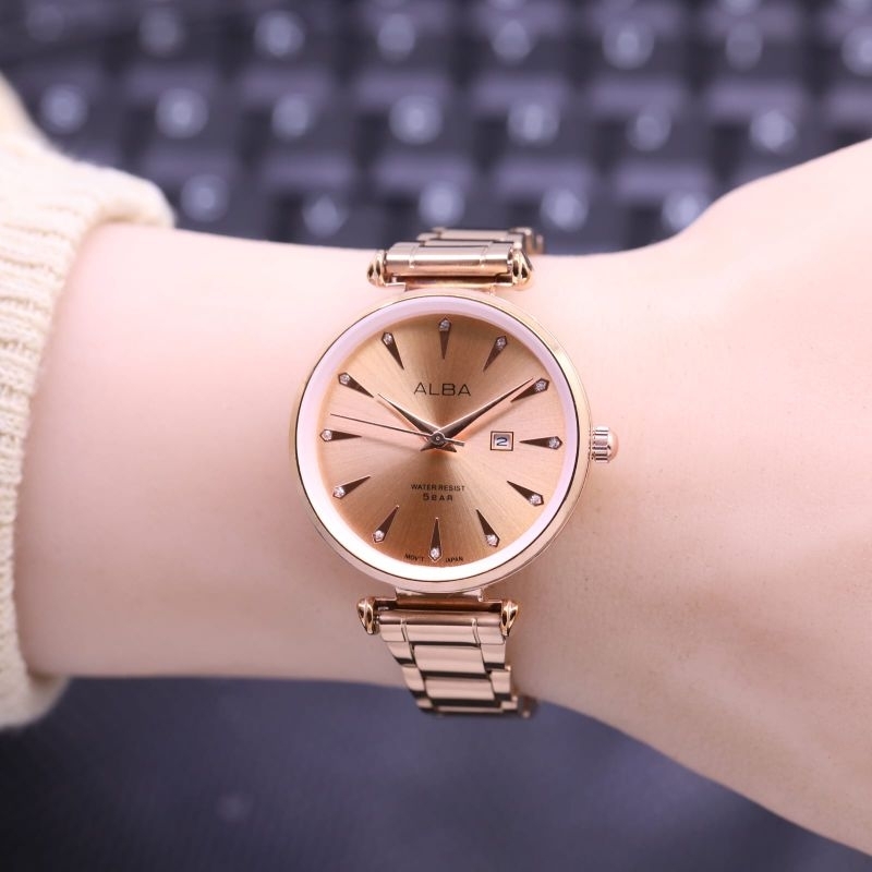 Promo Jam Tangan Wanita Alba Terbaru Anti Air Analog Tanggal Aktif Tali Rantai B8110