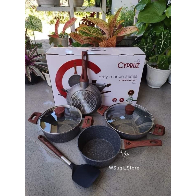 [READY] BACA DESKRIPSI - CYPRUS MARBLE COOKWARE SET 7 PCS