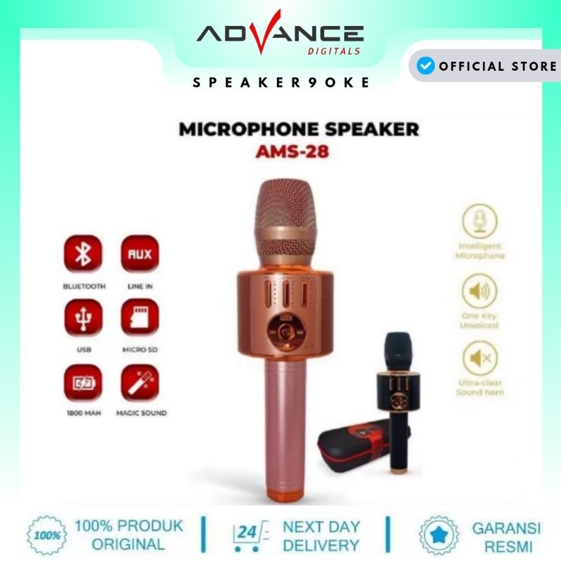 【READY STOCK】Advance Speaker Karoke Microphone Extra Bass Bluetooth Mic Multimedia AMS-28