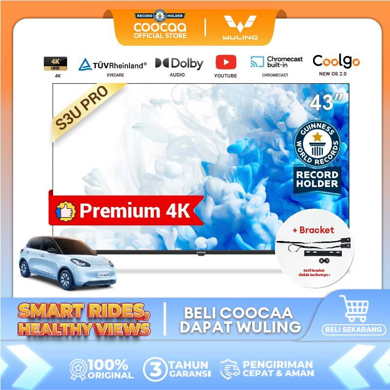 [+ BRACKET] COOCAA 43 inch Smart TV - Digital TV - 4K - UHD - Dolby Audio - Youtube - Mirroring - Bo