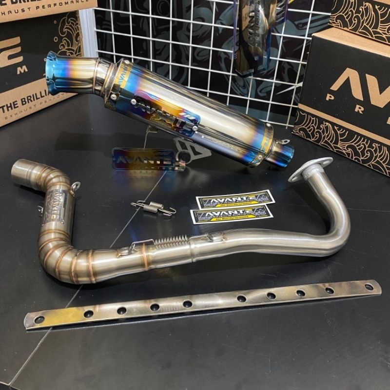 Knalpot Samlong Fullsystem Original AVANTE Premium BLUE MOON untuk Motor Beat Mio Scoopy Nmax Aerox 