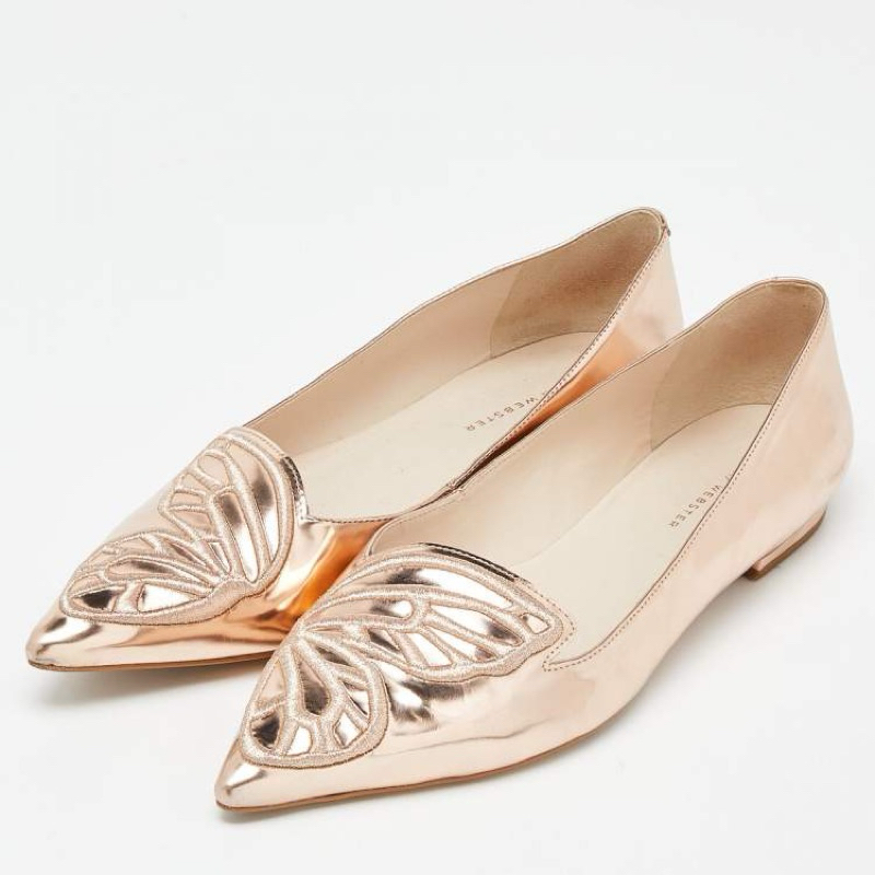PRELOVED SOPHIA WEBSTER - Bibi Flatshoes in Mirror/Rose Gold sz 37