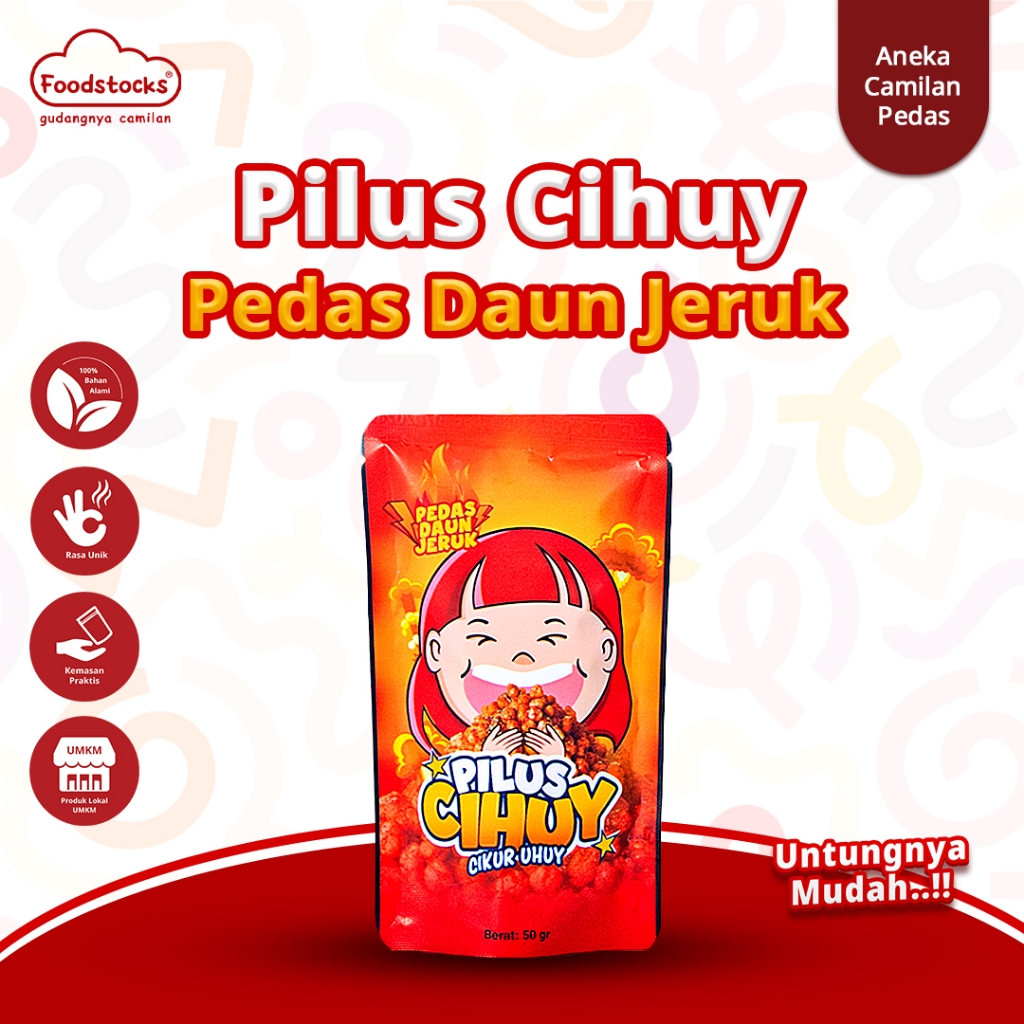 

Snack Cekelin Pilus Cihuy Cikur Uhuy Pedas Daun Jeruk 50 Gram Super Renyah