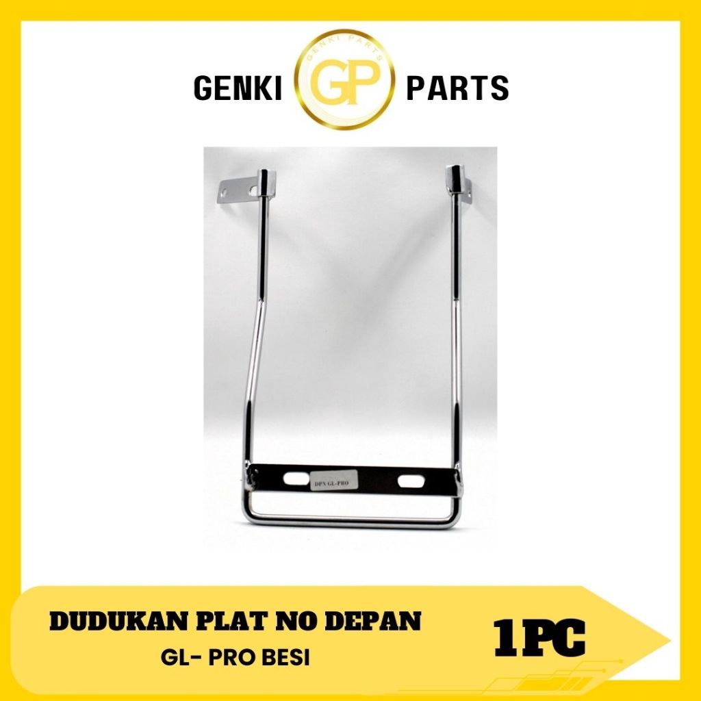 GENKI-PARTS/DUDUKAN-PLAT-NOMOR-DEPAN/HOLDER/BRACKET/BRAKET/BREKET/PEGANGAN/MOTOR/HONDA/GL-PRO-BESI/G