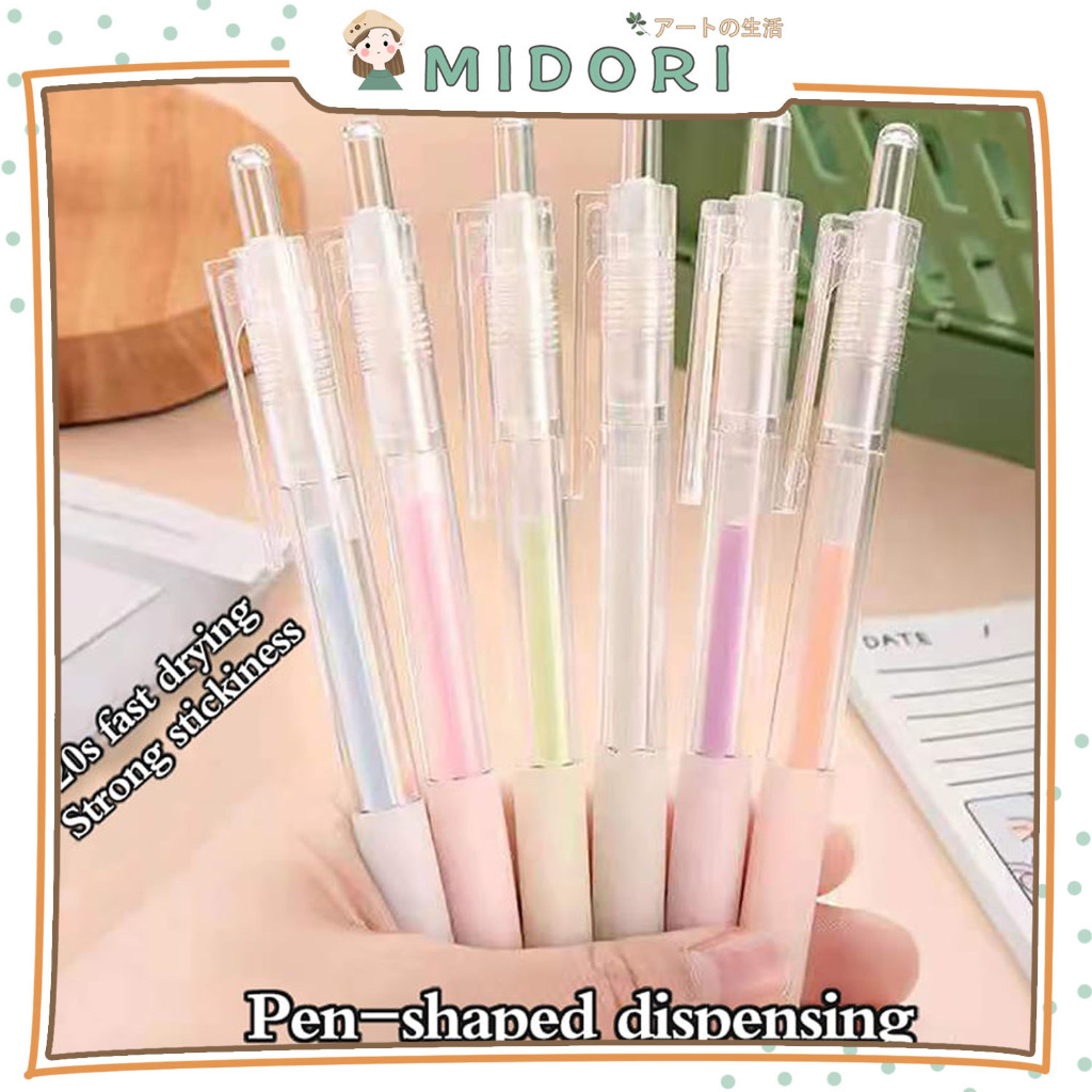 

[MIDORI] 1Pcs DOT GLUE PEN MEKANIK Stick Solid Transparant Rectrable DIY Scrapbook Journal BuJo Kits - F0292