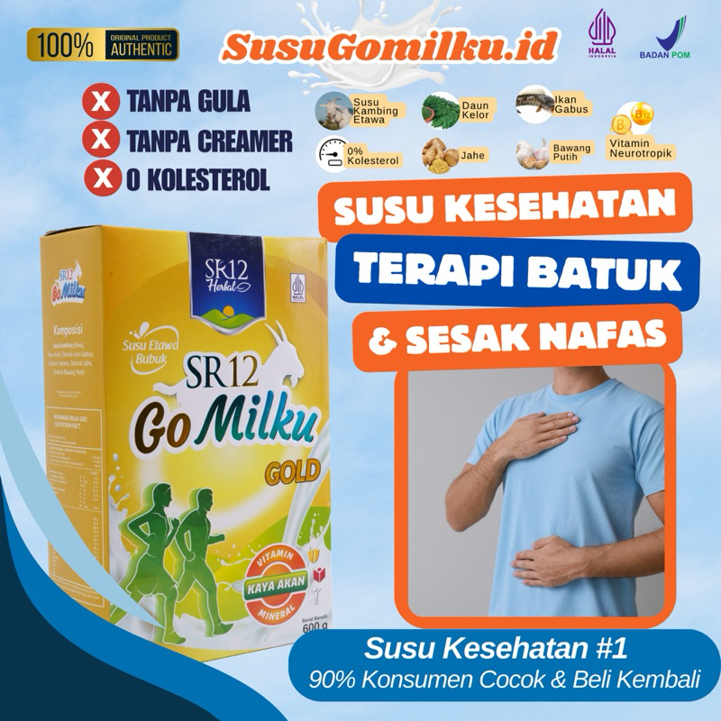

SR12 GOMILKU GOLD Susu Kambing Etawa - Susu Terapi Sesak Nafas, Asma, TBC, dan Masalah Pernafasan