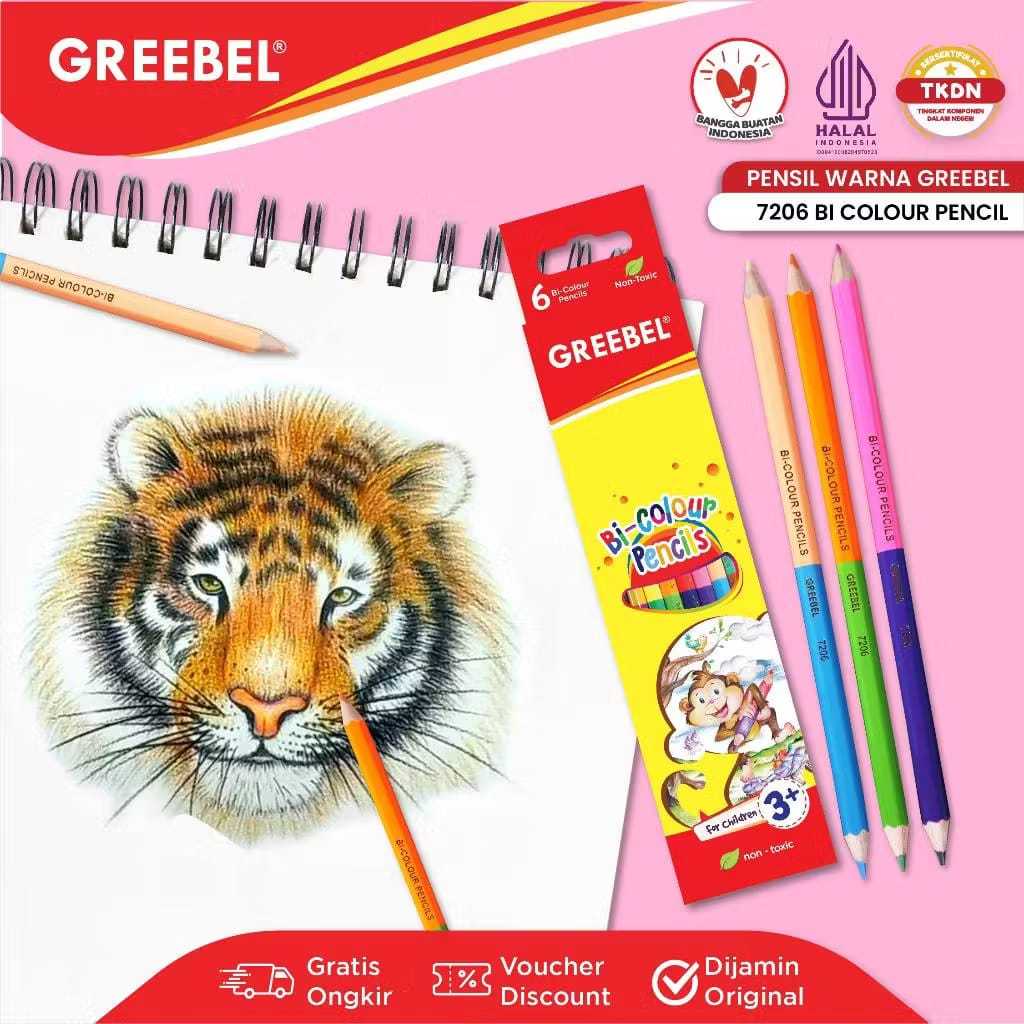 

GREEBEL - Pensil Warna BI Colour 12-24-36 Warna / Pensil Warna Aman untuk Anak Mewarnai
