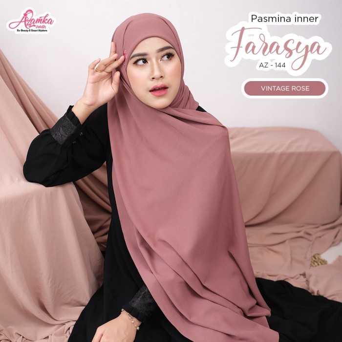 Baru Azamka Hijab Pashmina Azamka Farasya Menyatu Kerudung Pasmina AZ 144 Inner jersey ity Premium