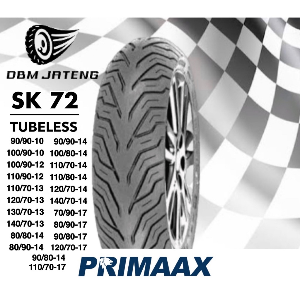 100% ORIGINAL & BARU BAN PRIMAAX SK-72 THE CROW TUBELESS RING 14 & 17 UKURAN 80/80-14 90/80-14 80/90
