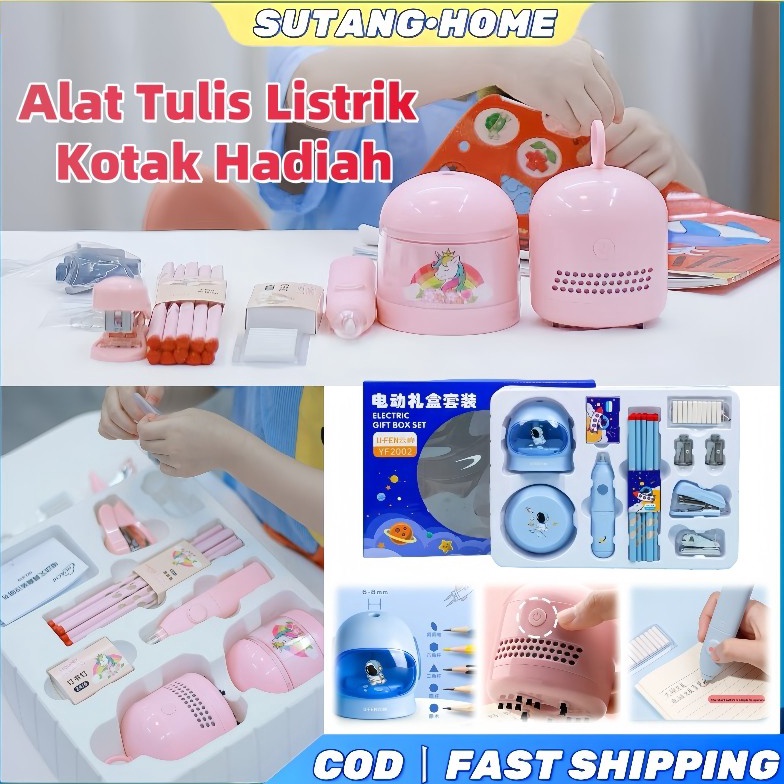 

KODE L52C SUTANGElectric Stationery Set Set Alat Tulis Elektrik Rautan Penghapus Vacuum Pensil 11 in 1 Alat Tulis Listrik Anak Kotak Hadiah