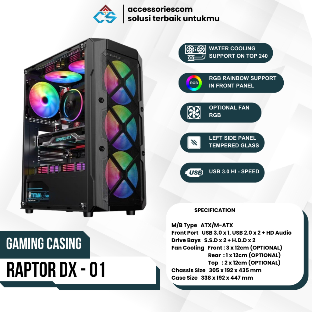 Casing Gaming Raptor DX-01 - CASING GAMING ATX/M-ATX