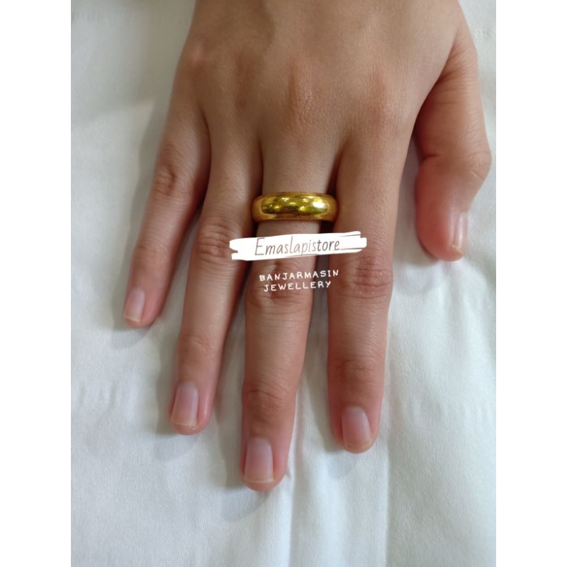 Cincin Medium Jumbo Nikah Polos Lapis Emas 999 Banjar
