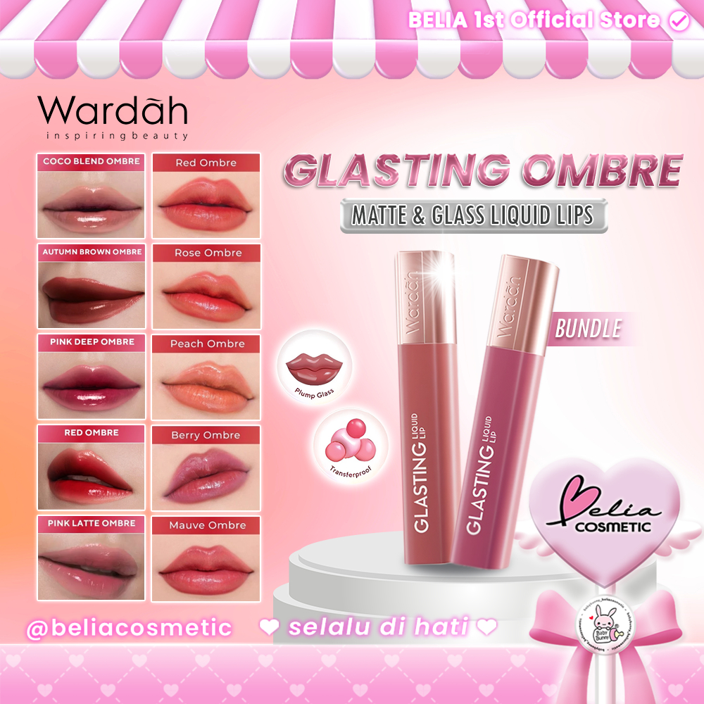 ❤ BELIA ❤ WARDAH Paket Ombre Lips Glasting Liquid Lip | Bundling Lipstick Ombre Natural Glossy