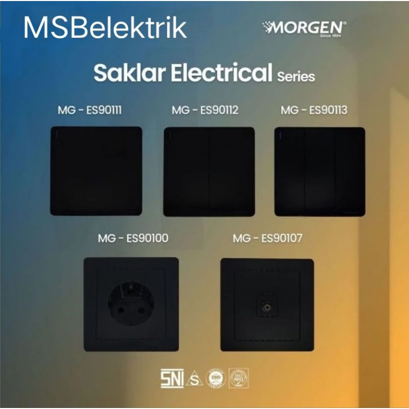 Saklar Stop kontak Morgen ES series tombol full body (warna putih dan hitam)