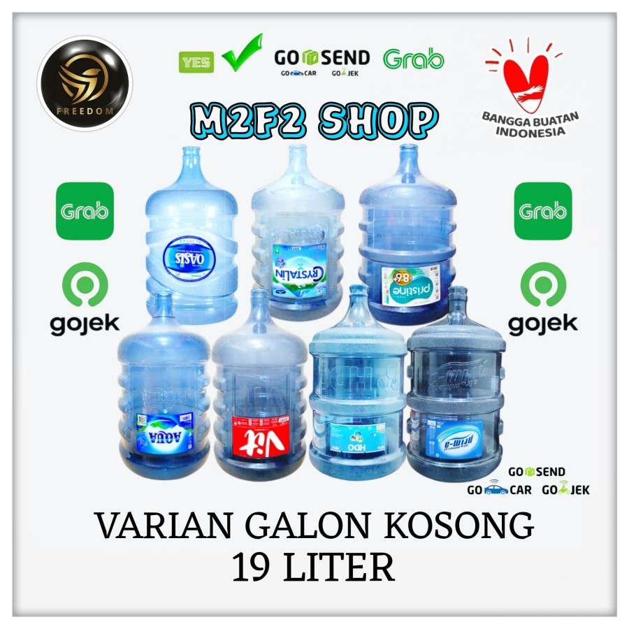 Galon Kosong Berbagai Macam Merk Aqua Crystalin Oasis Prima Pristine HDO VIT - 19000 ml | 19 ltr Kem
